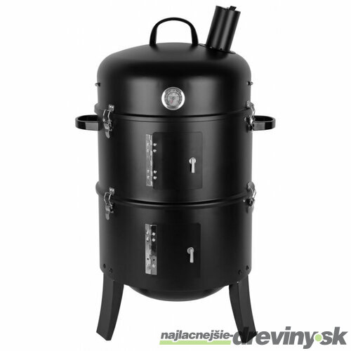 Gril Smoker, BBQ, na drevené uhlie, 3v1 grilovanie, údenie a vodné údenie, 440x780 mm