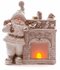 Luxusná vianočná dekorácia, Santa pri krbe, 12 LED, 3xAAA, keramika, 38x16x44 cm