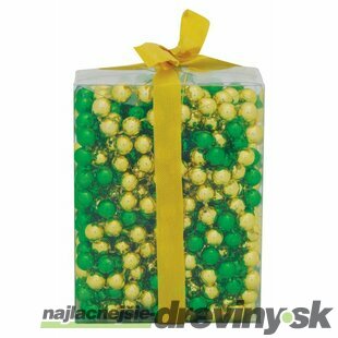 Ozdoba Vianoce, girlanda - guľočky, zlatá/zelená. 9 m
