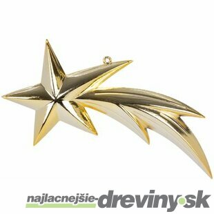 Vianočná ozdoba, 1 ks, 23 cm, kométa, zlatá, na vianočný stromček