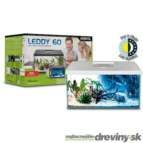 Akvarijný set Aquael LEDDY LED Day & Night biely 60x30x30cm 54l