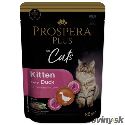 Kapsička Prospera Plus Kitten, Duck, Green Beans 85g