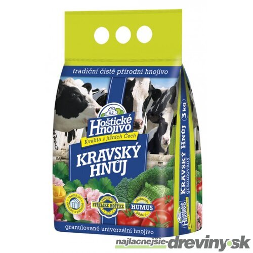 Kravský hnoj Hoštický - organické hnojivo 3 kg