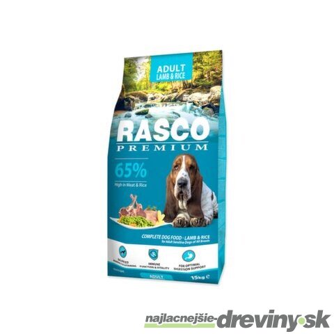 Krmivo Rasco Premium Adult jahňacie s ryžou 15kg