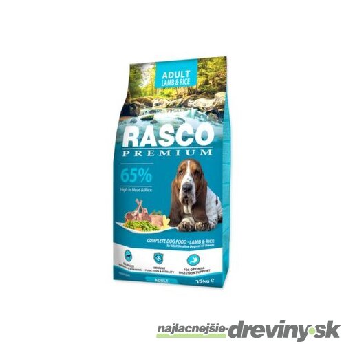 Krmivo Rasco Premium Adult jahňacie s ryžou 15kg