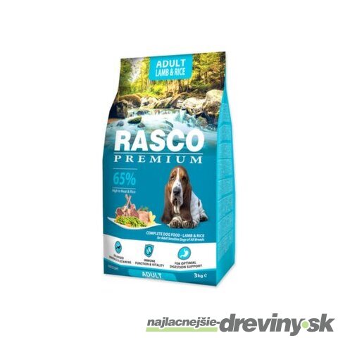 Krmivo Rasco Premium Adult jahňacie s ryžou 3kg