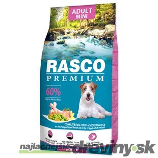 Krmivo Rasco Premium Adult Mini kura s ryžou 1kg