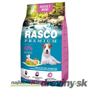 Krmivo Rasco Premium Adult Mini kura s ryžou 3kg