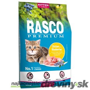 Krmivo Rasco Premium Kitten kura s čučoriedkou 2kg