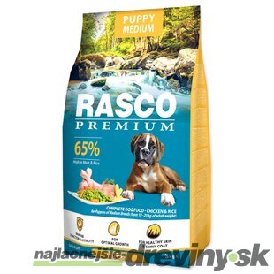 Krmivo Rasco Premium Puppy Medium kura s ryžou 3kg