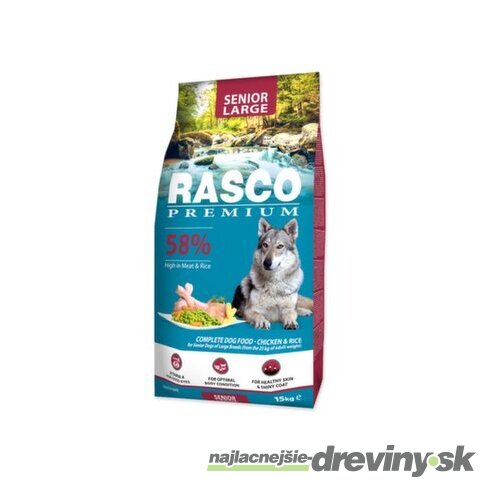 Krmivo Rasco Premium Senior Large kura s ryžou 15kg