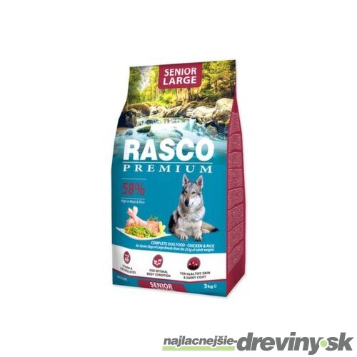 Krmivo Rasco Premium Senior Large kura s ryžou 3kg