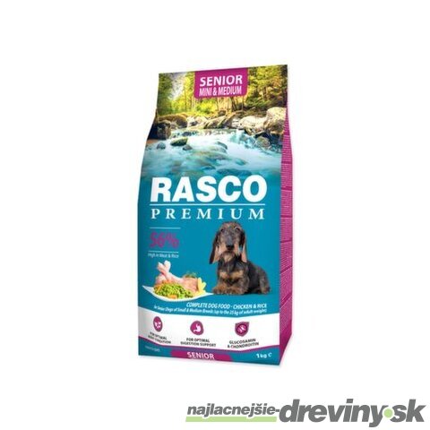 Krmivo Rasco Premium Senior Mini & Medium kura s ryžou 1kg