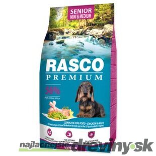 Krmivo Rasco Premium Senior Mini & Medium kura s ryžou 1kg