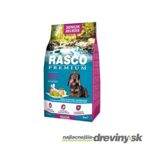 Krmivo Rasco Premium Senior Mini & Medium kura s ryžou 3kg