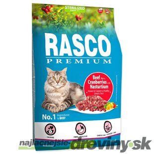 Krmivo Rasco Premium Sterilized hovädzie s brusnicou a kapucínkou 2kg