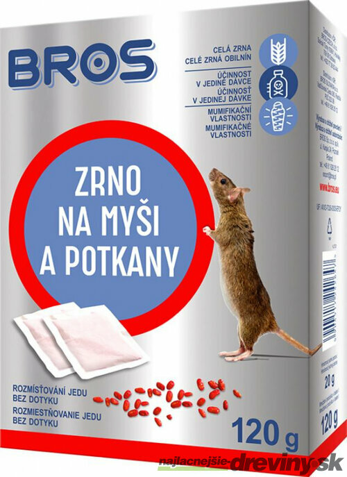 Návnada Bros, na myši a potkany, 120g, zrno