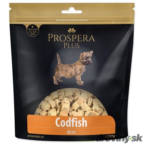 Pochúťka Prospera Plus tresčie kocky 230g