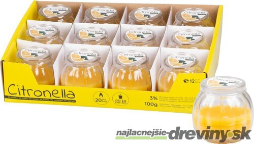 Sviečka Citronella CG582, repelentná, v skle, 100 g, 80x75 mm