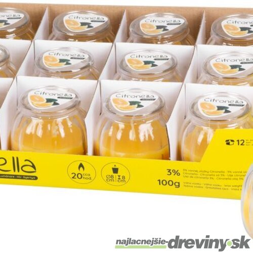 Sviečka Citronella CG582, repelentná, v skle, 100 g, 80x75 mm